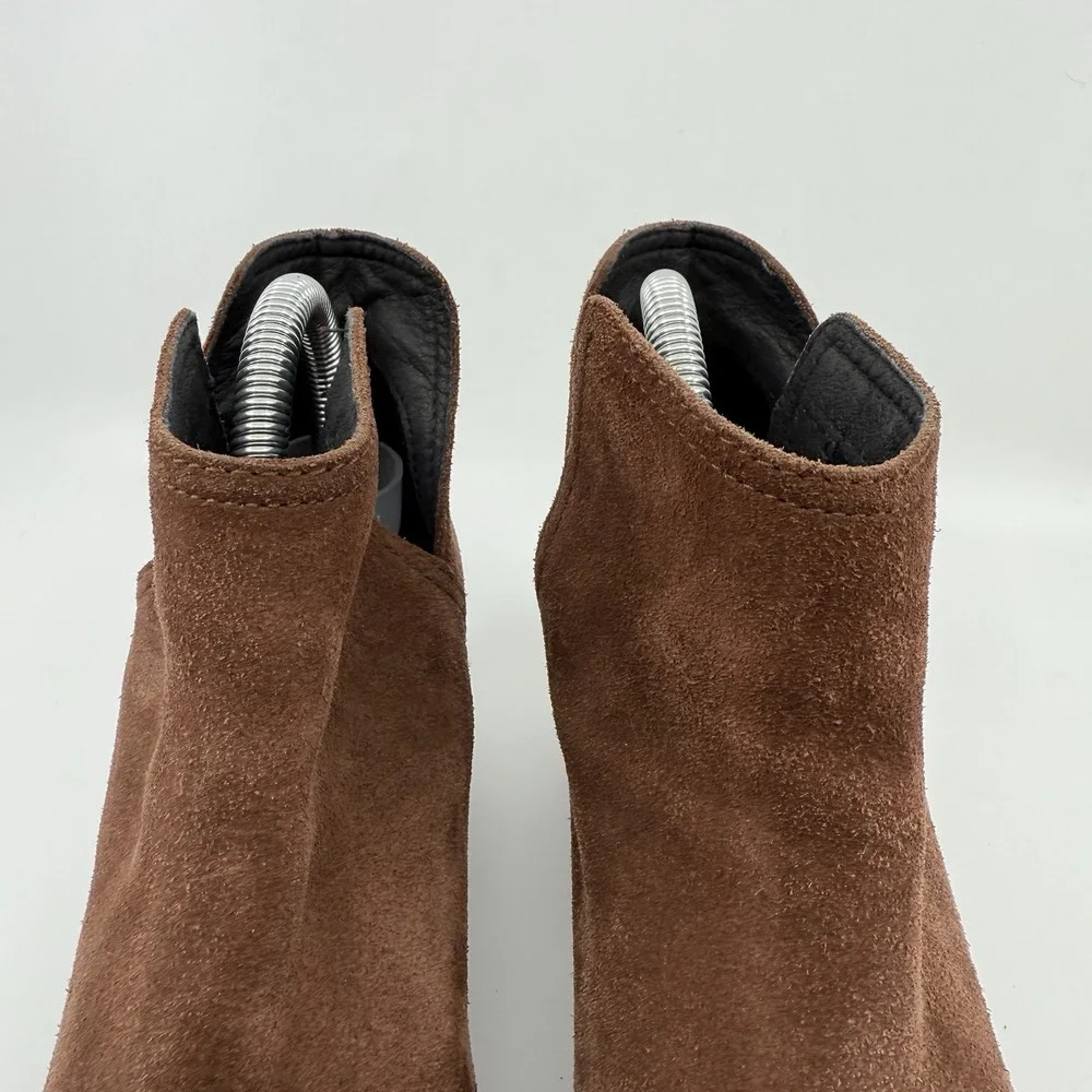 Sorel Cate Waterproof Suede Cutout Block Heel Ankle Boots‎ Burro 7.5